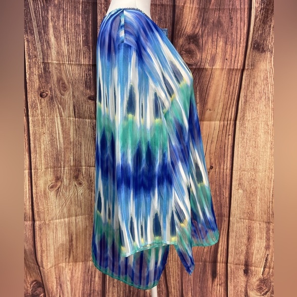 Chico’s metallic Ikat print embellished V-neck sheet blouse women’s size XL - Picture 6 of 17